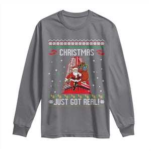 Nakatomi Plaza Christmas Long Sleeve Shirt Just Got Real TS14 Charcoal Print Your Wear