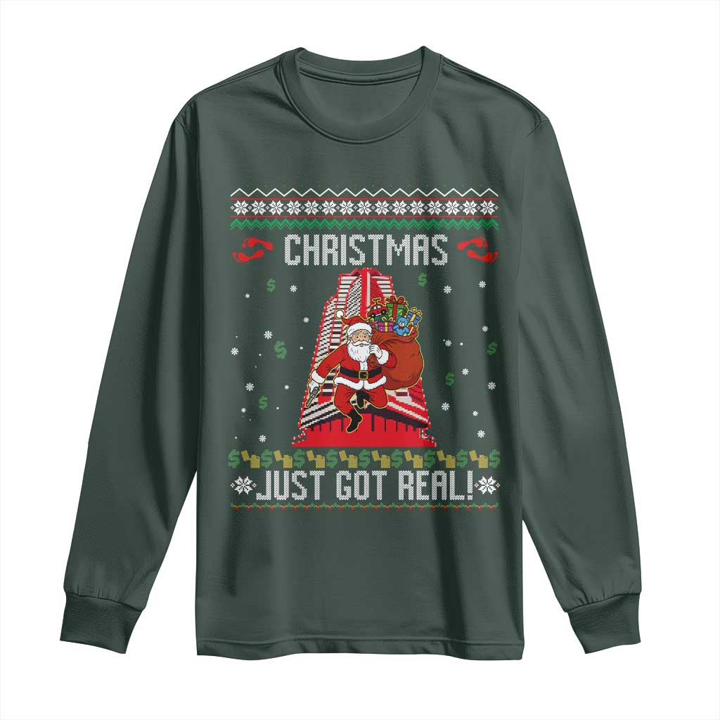 Nakatomi Plaza Christmas Long Sleeve Shirt Just Got Real TS14 Dark Forest Green Print Your Wear
