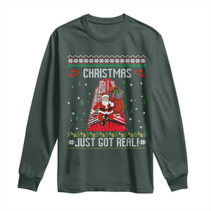 Nakatomi Plaza Christmas Long Sleeve Shirt Just Got Real TS14 Dark Forest Green Print Your Wear