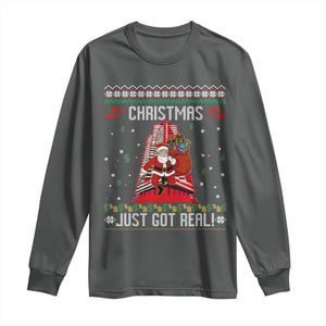 Nakatomi Plaza Christmas Long Sleeve Shirt Just Got Real TS14 Dark Heather Print Your Wear