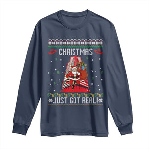 Nakatomi Plaza Christmas Long Sleeve Shirt Just Got Real TS14 Navy Print Your Wear