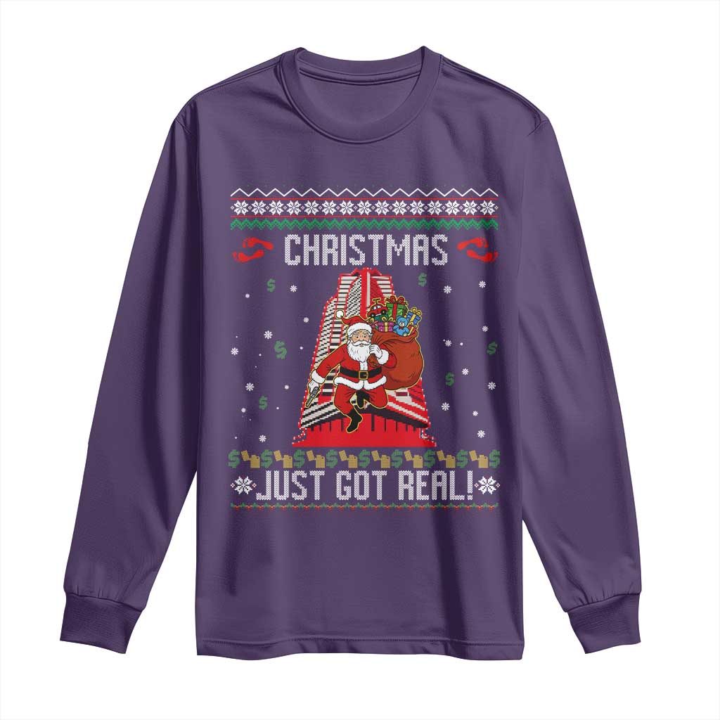 Nakatomi Plaza Christmas Long Sleeve Shirt Just Got Real TS14 Purple Print Your Wear