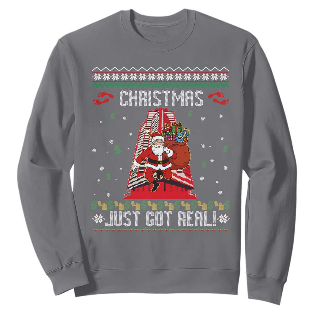Nakatomi Plaza Christmas Sweatshirt Just Got Real TS14 Charcoal Print Your Wear