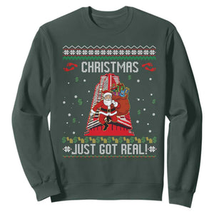 Nakatomi Plaza Christmas Sweatshirt Just Got Real TS14 Dark Forest Green Print Your Wear