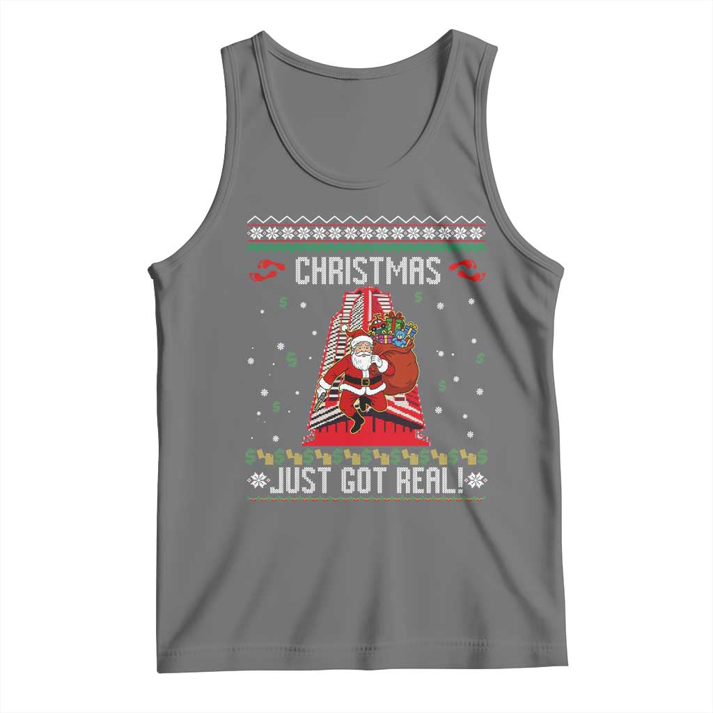 Nakatomi Plaza Christmas Tank Top Just Got Real TS14 Black Heather Print Your Wear