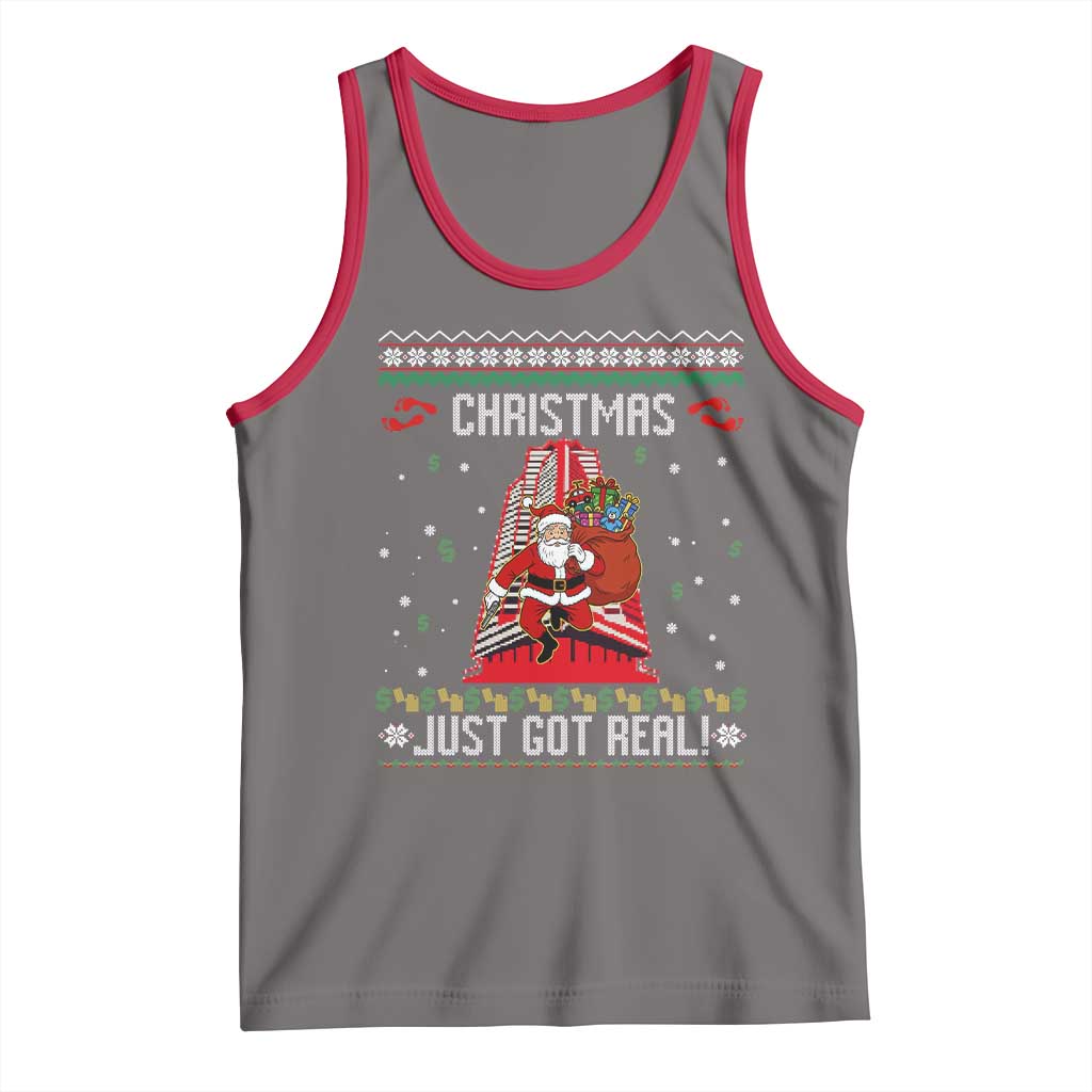 Nakatomi Plaza Christmas Tank Top Just Got Real TS14 Deep Heather Red Print Your Wear