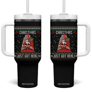 Nakatomi Plaza Christmas Tumbler With Handle Just Got Real TS14 One Size: 40 oz Black Print Your Wear