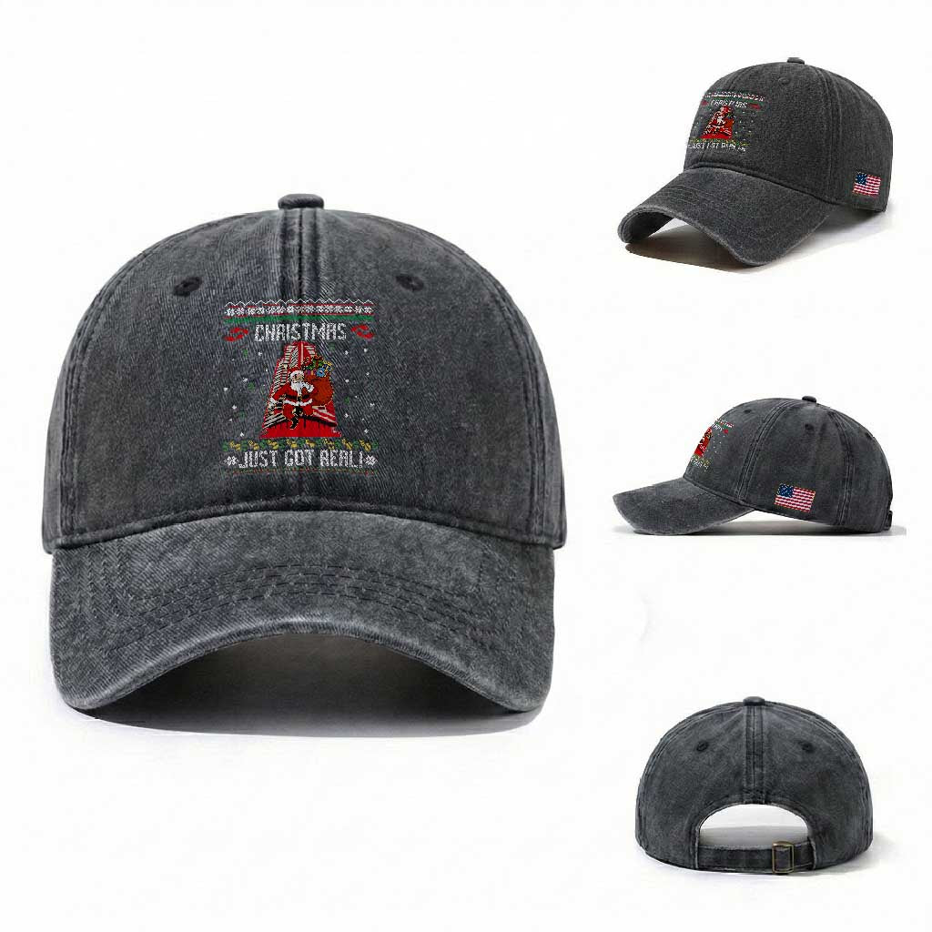 Nakatomi Plaza Christmas Washed Cotton Baseball Cap Just Got Real TS14 Washed Cap Universal Fit Dark Gray Print Your Wear
