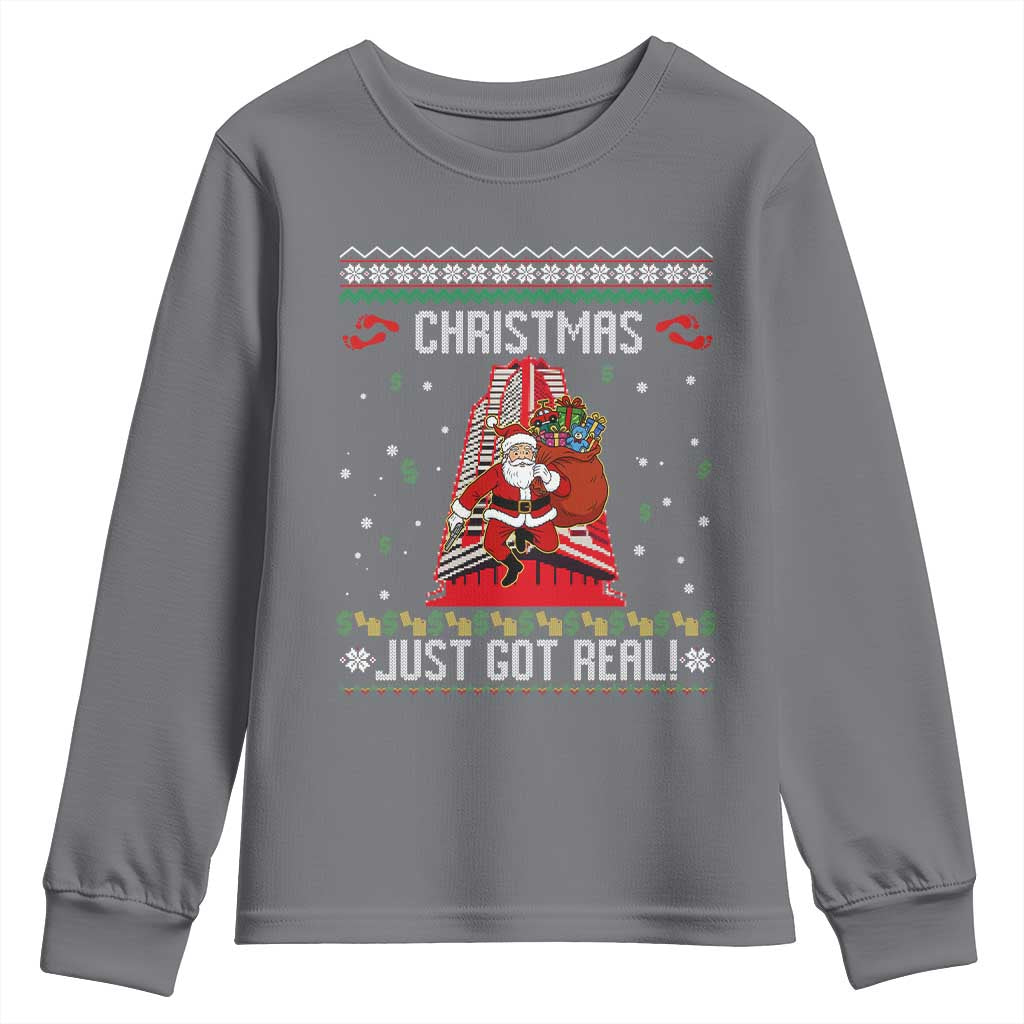 Nakatomi Plaza Christmas Youth Sweatshirt Just Got Real TS14 Charcoal Print Your Wear