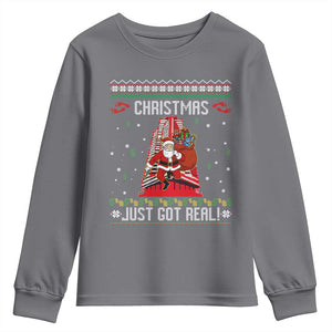 Nakatomi Plaza Christmas Youth Sweatshirt Just Got Real TS14 Charcoal Print Your Wear