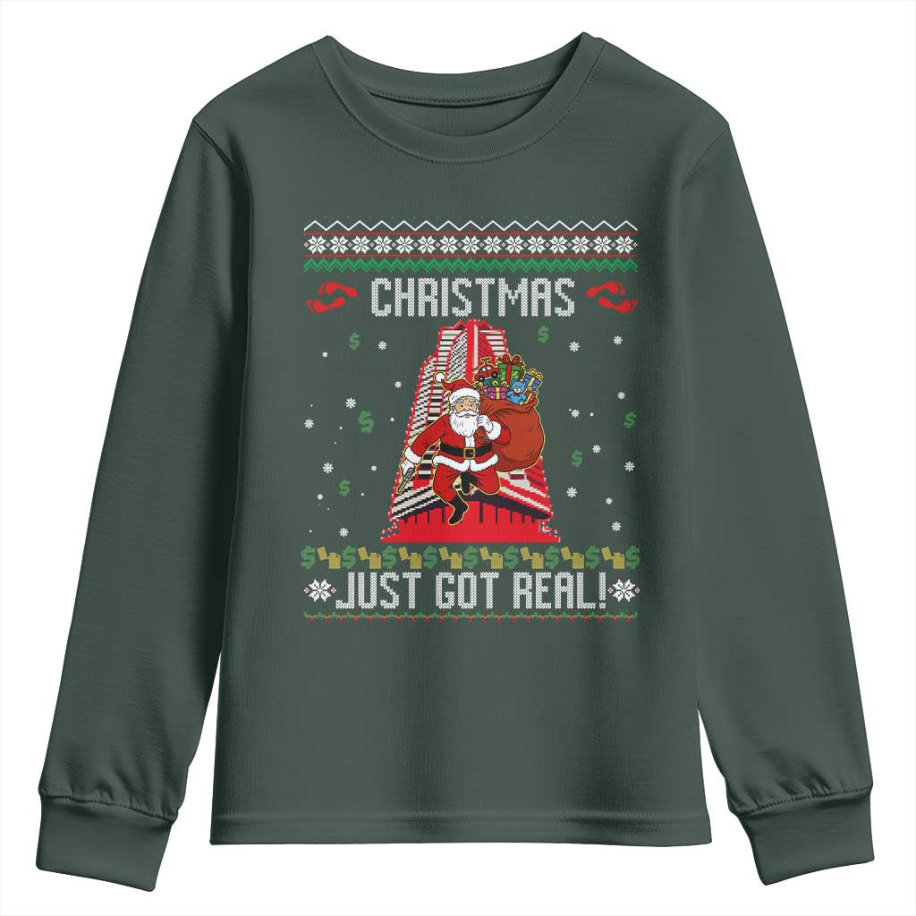 Nakatomi Plaza Christmas Youth Sweatshirt Just Got Real TS14 Dark Forest Green Print Your Wear