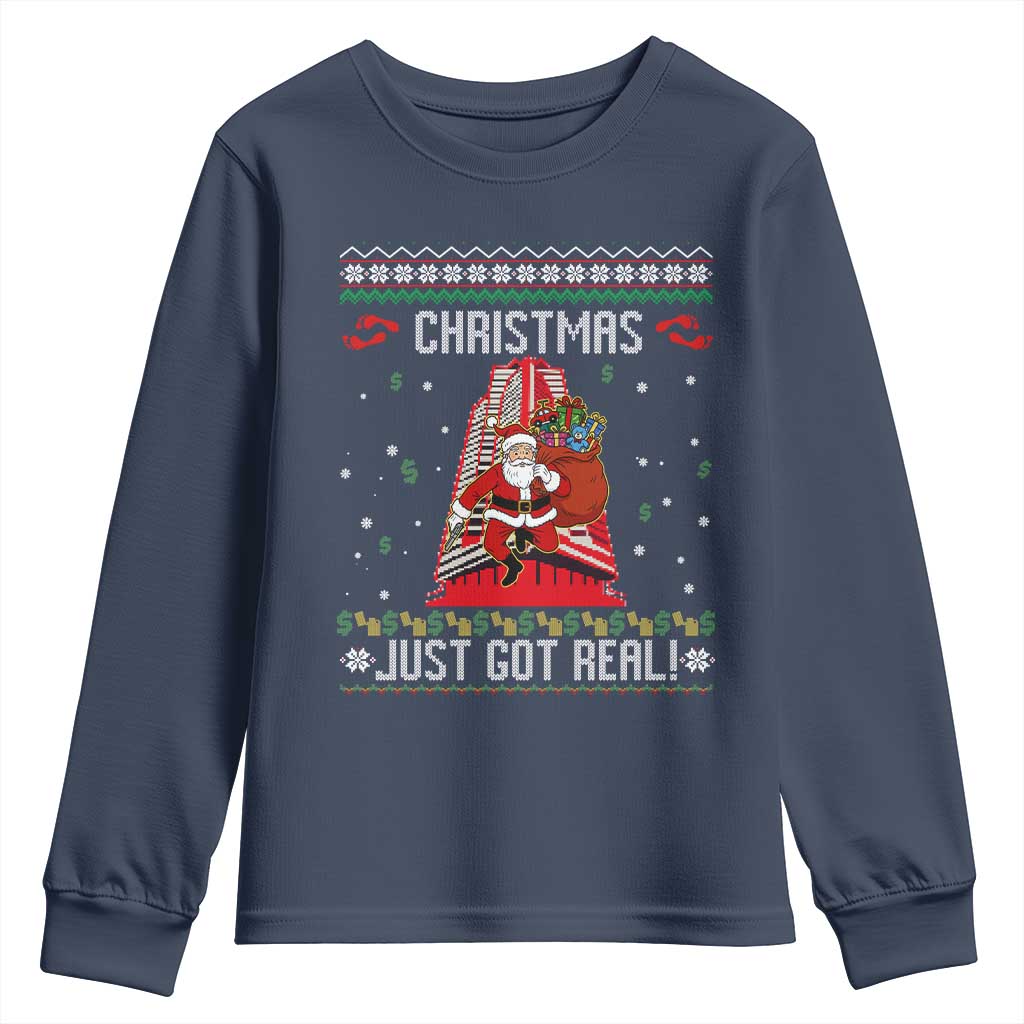 Nakatomi Plaza Christmas Youth Sweatshirt Just Got Real TS14 Navy Print Your Wear
