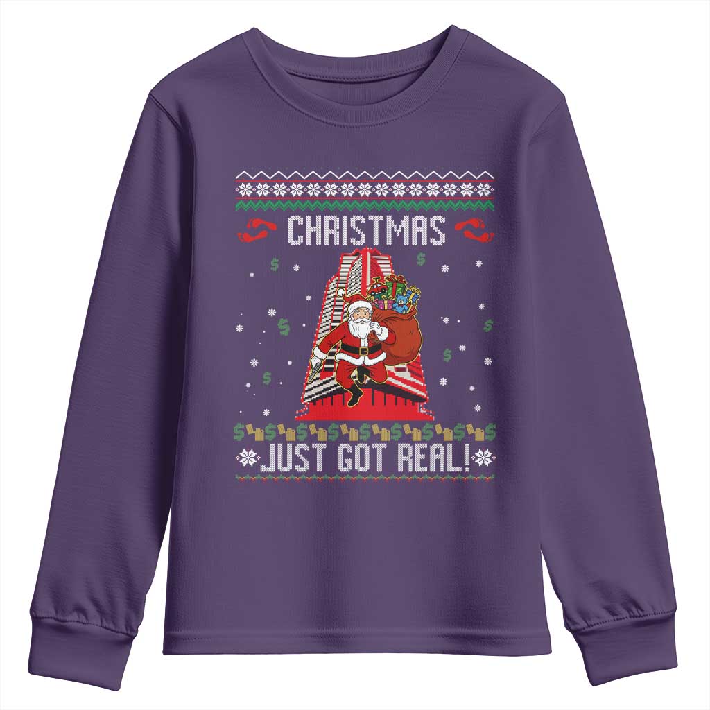 Nakatomi Plaza Christmas Youth Sweatshirt Just Got Real TS14 Purple Print Your Wear
