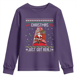 Nakatomi Plaza Christmas Youth Sweatshirt Just Got Real TS14 Purple Print Your Wear