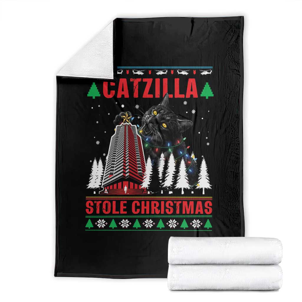 Nakatomi Plaza Christmas Throw Blanket Funny Catzilla Monster Xmas TS14 Black Print Your Wear