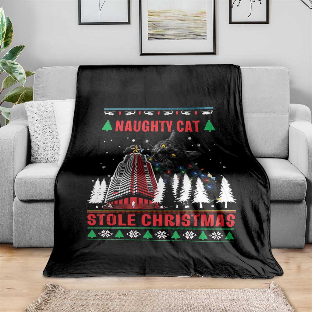 Nakatomi Plaza Christmas Throw Blanket Funny Naughty Santa Cat Humor TS14 Print Your Wear
