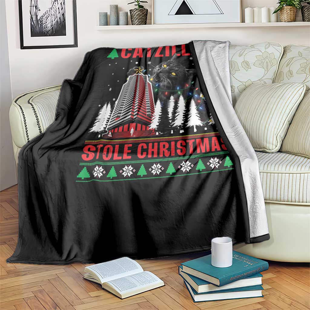 Nakatomi Plaza Christmas Throw Blanket Funny Catzilla Monster Xmas TS14 Print Your Wear