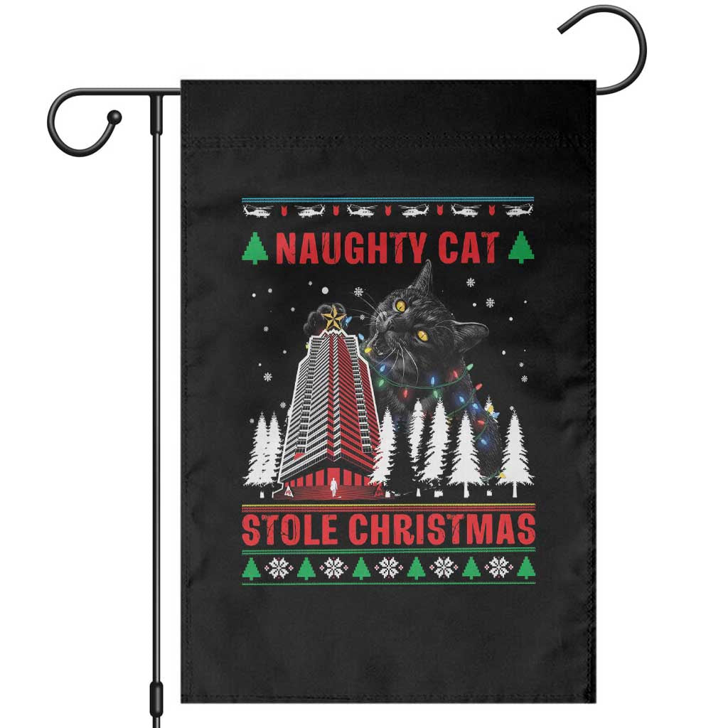 Nakatomi Plaza Christmas Garden Flag Funny Naughty Santa Cat Humor TS14 Black Print Your Wear