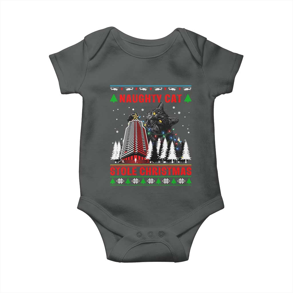 Nakatomi Plaza Christmas Baby Onesie Funny Naughty Santa Cat Humor TS14 Dark Heather Print Your Wear