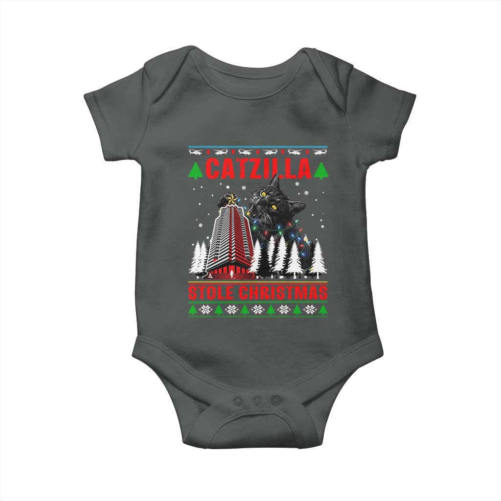 Nakatomi Plaza Christmas Baby Onesie Funny Catzilla Monster Xmas TS14 Dark Heather Print Your Wear