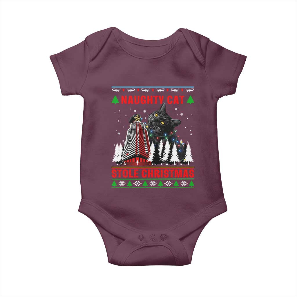 Nakatomi Plaza Christmas Baby Onesie Funny Naughty Santa Cat Humor TS14 Maroon Print Your Wear