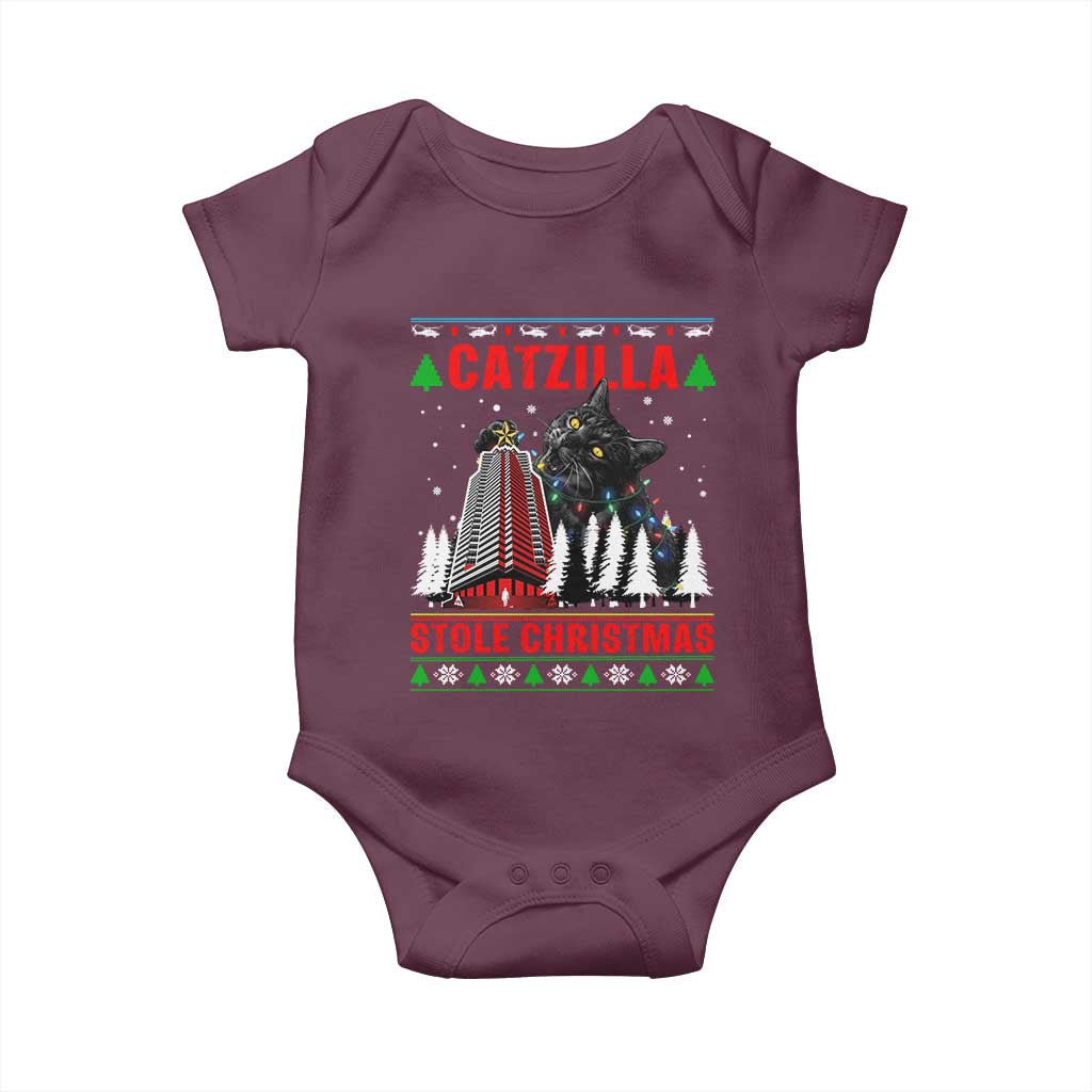 Nakatomi Plaza Christmas Baby Onesie Funny Catzilla Monster Xmas TS14 Maroon Print Your Wear
