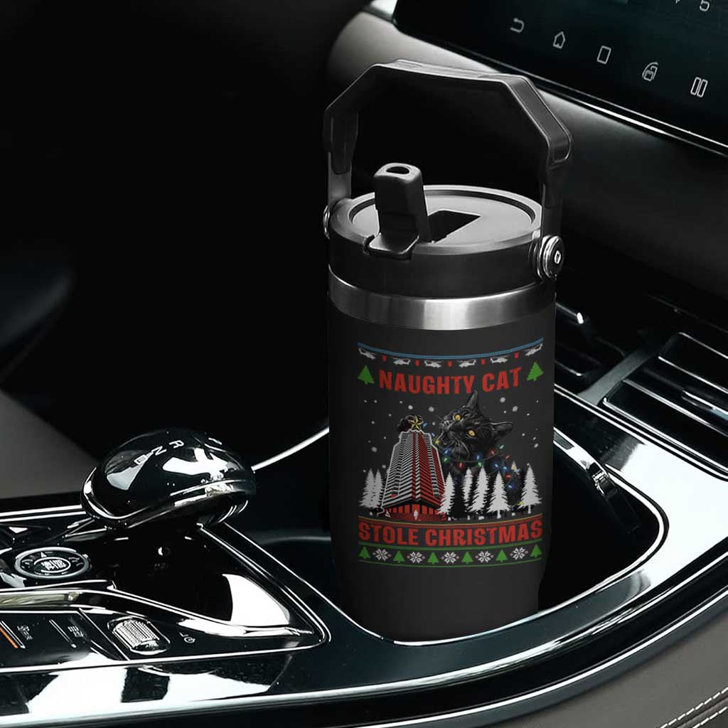 Nakatomi Plaza Christmas Flip Straw Tumbler Funny Naughty Santa Cat Humor TS14 Print Your Wear