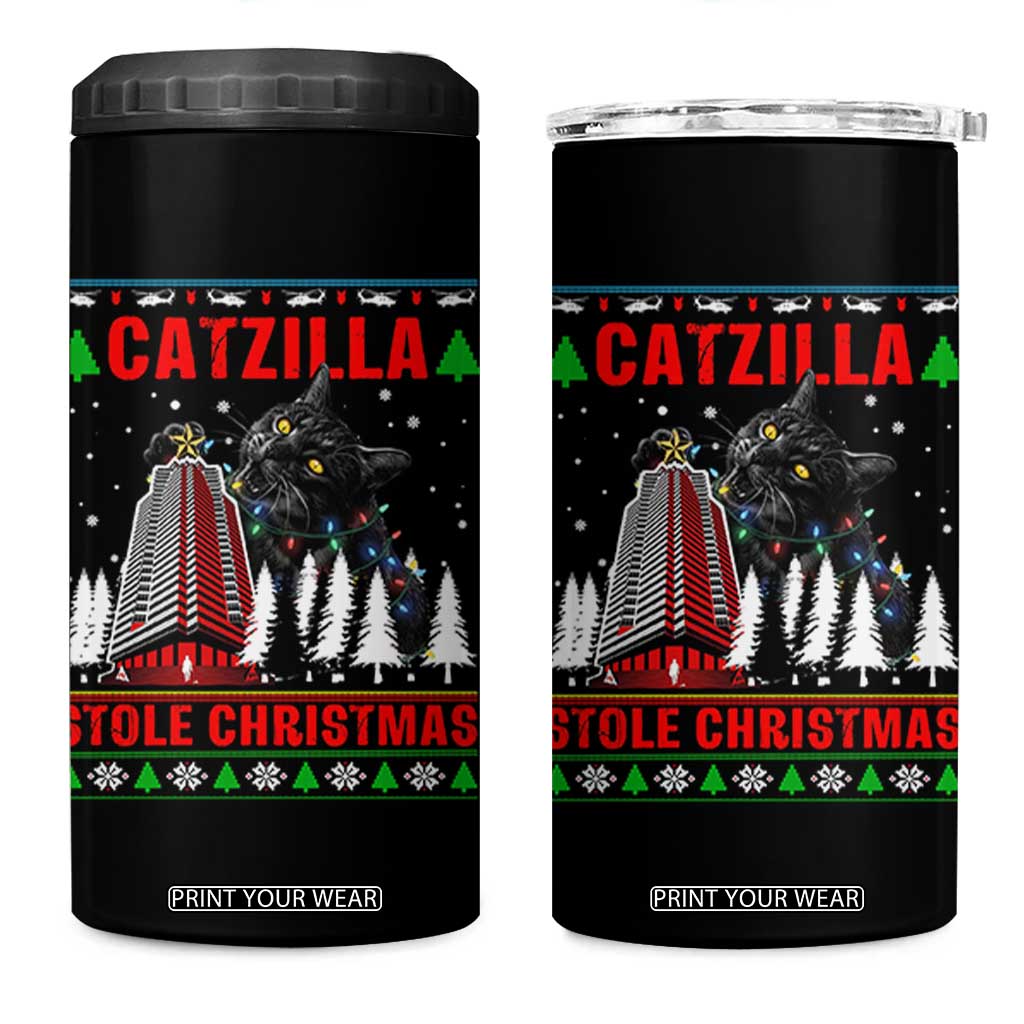Nakatomi Plaza Christmas 4 in 1 Can Cooler Tumbler Funny Catzilla Monster Xmas TS14 One Size: 16 oz Black Print Your Wear