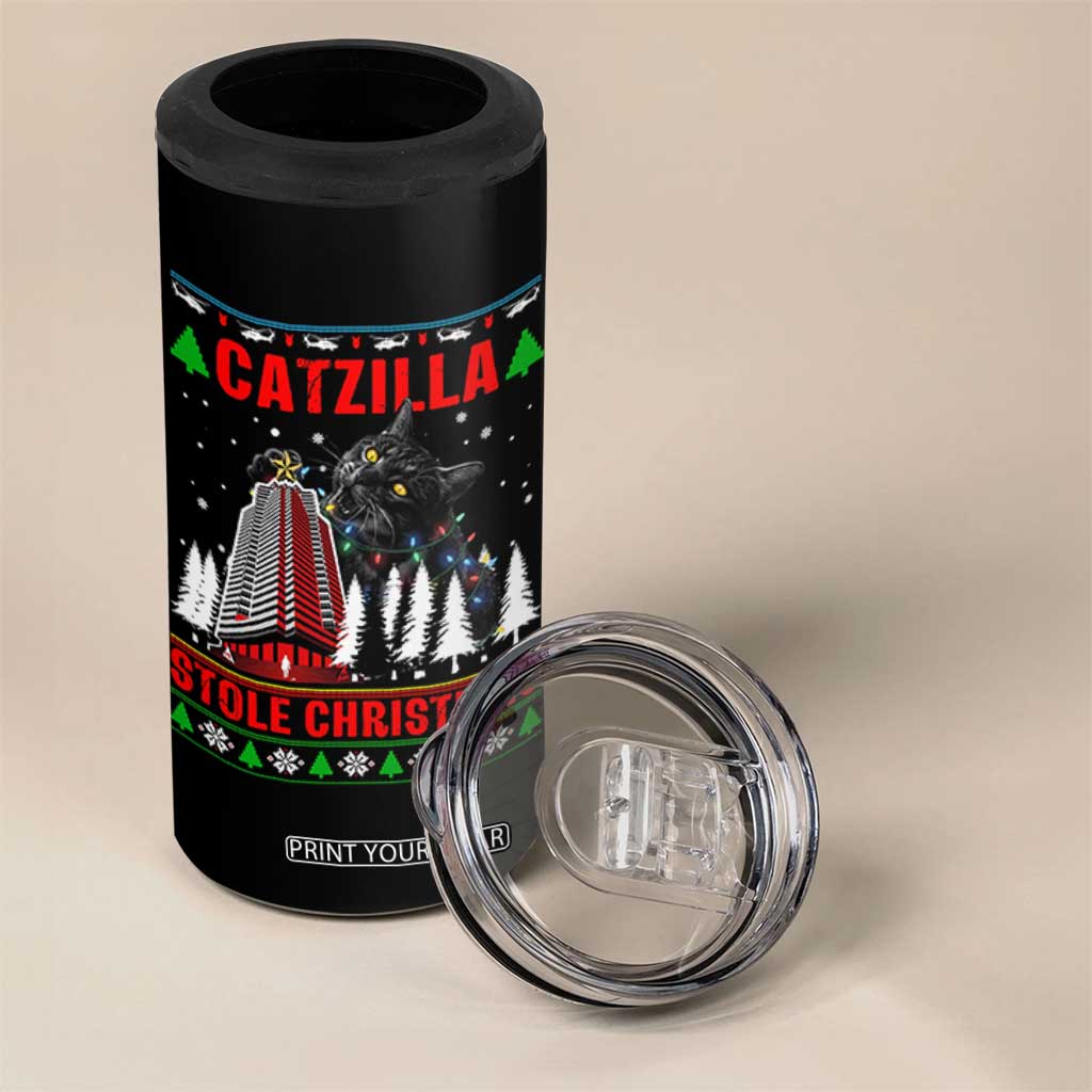 Nakatomi Plaza Christmas 4 in 1 Can Cooler Tumbler Funny Catzilla Monster Xmas TS14 Print Your Wear