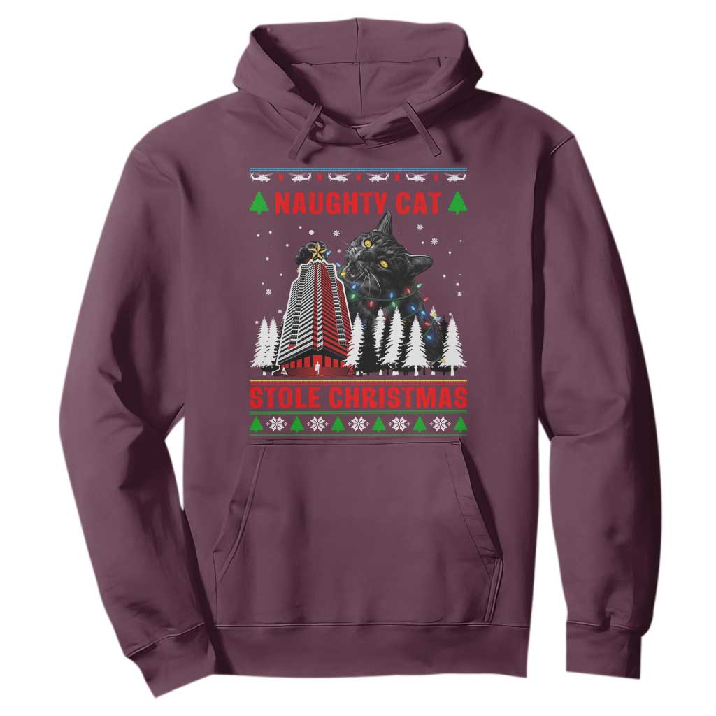 Nakatomi Plaza Christmas Hoodie Funny Naughty Santa Cat Humor TS14 Maroon Print Your Wear