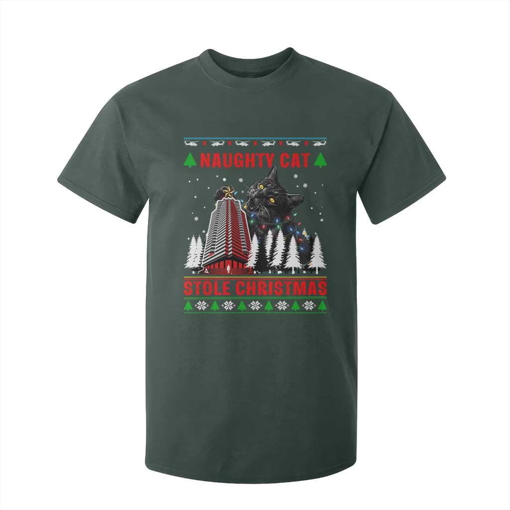 Nakatomi Plaza Christmas T Shirt For Kid Funny Naughty Santa Cat Humor TS14 Dark Forest Green Print Your Wear