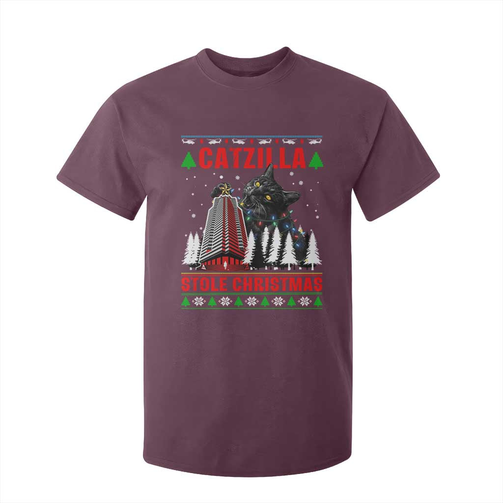Nakatomi Plaza Christmas T Shirt For Kid Funny Catzilla Monster Xmas TS14 Maroon Print Your Wear