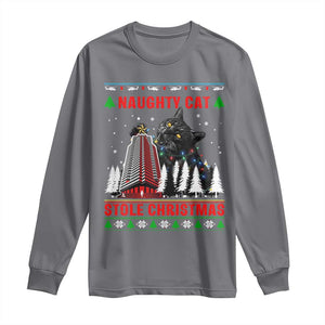 Nakatomi Plaza Christmas Long Sleeve Shirt Funny Naughty Santa Cat Humor TS14 Charcoal Print Your Wear