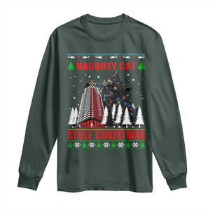 Nakatomi Plaza Christmas Long Sleeve Shirt Funny Naughty Santa Cat Humor TS14 Dark Forest Green Print Your Wear