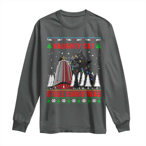 Nakatomi Plaza Christmas Long Sleeve Shirt Funny Naughty Santa Cat Humor TS14 Dark Heather Print Your Wear