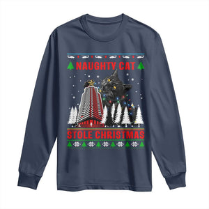 Nakatomi Plaza Christmas Long Sleeve Shirt Funny Naughty Santa Cat Humor TS14 Navy Print Your Wear