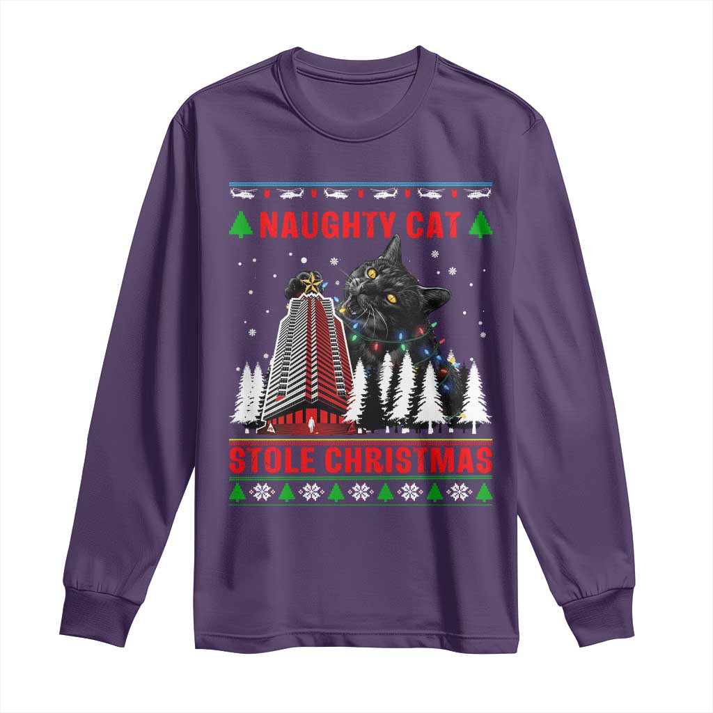 Nakatomi Plaza Christmas Long Sleeve Shirt Funny Naughty Santa Cat Humor TS14 Purple Print Your Wear