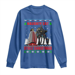 Nakatomi Plaza Christmas Long Sleeve Shirt Funny Naughty Santa Cat Humor TS14 Royal Blue Print Your Wear