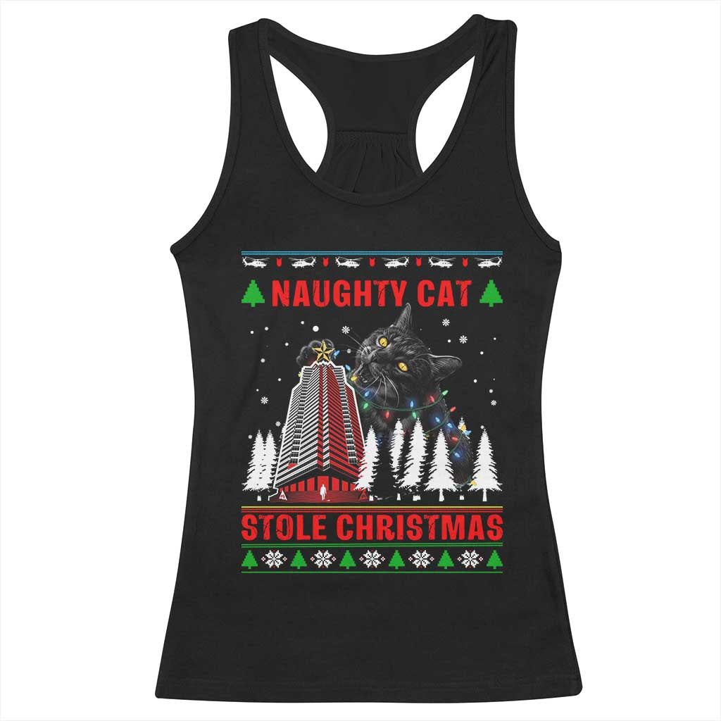 Nakatomi Plaza Christmas Racerback Tank Top Funny Naughty Santa Cat Humor TS14 Black Print Your Wear
