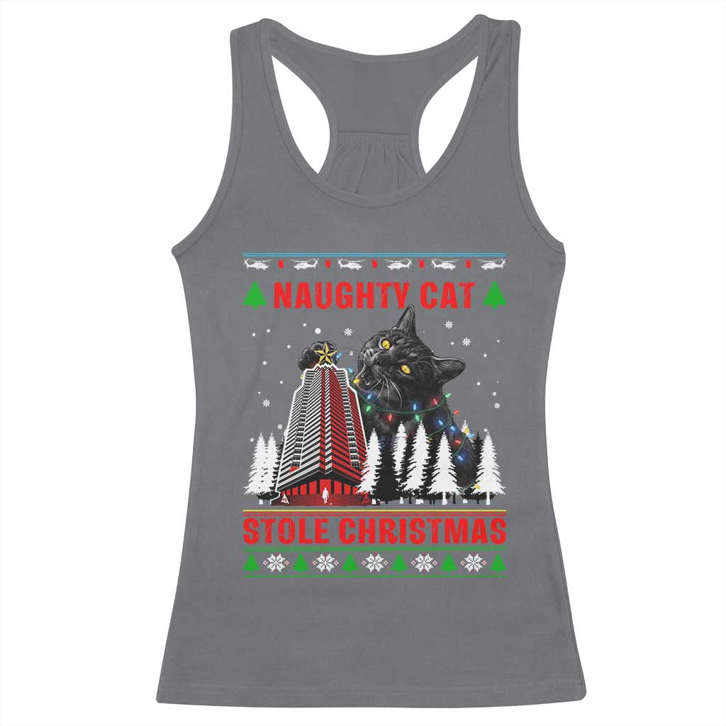 Nakatomi Plaza Christmas Racerback Tank Top Funny Naughty Santa Cat Humor TS14 Charcoal Print Your Wear