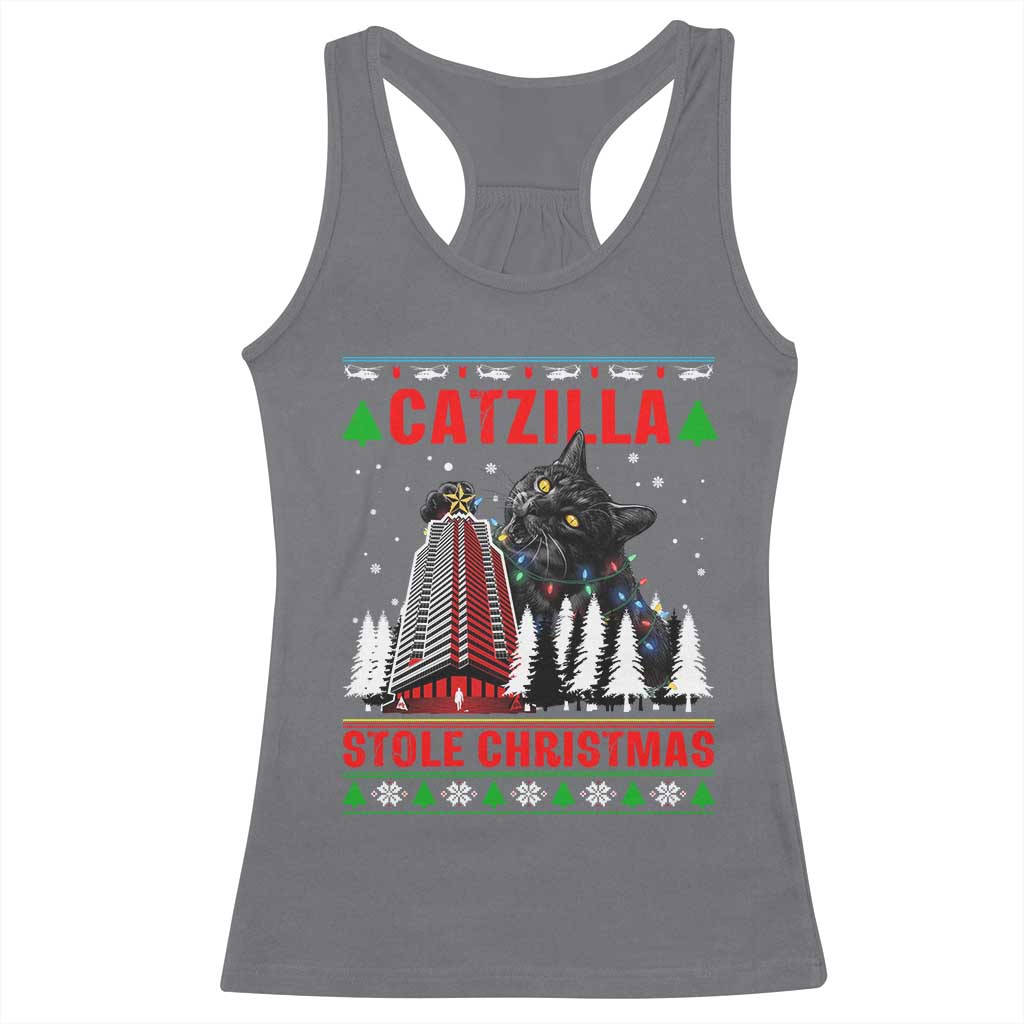 Nakatomi Plaza Christmas Racerback Tank Top Funny Catzilla Monster Xmas TS14 Charcoal Print Your Wear