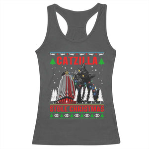 Nakatomi Plaza Christmas Racerback Tank Top Funny Catzilla Monster Xmas TS14 Dark Heather Print Your Wear