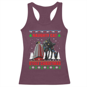 Nakatomi Plaza Christmas Racerback Tank Top Funny Naughty Santa Cat Humor TS14 Maroon Print Your Wear