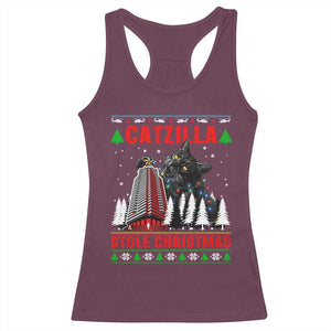 Nakatomi Plaza Christmas Racerback Tank Top Funny Catzilla Monster Xmas TS14 Maroon Print Your Wear