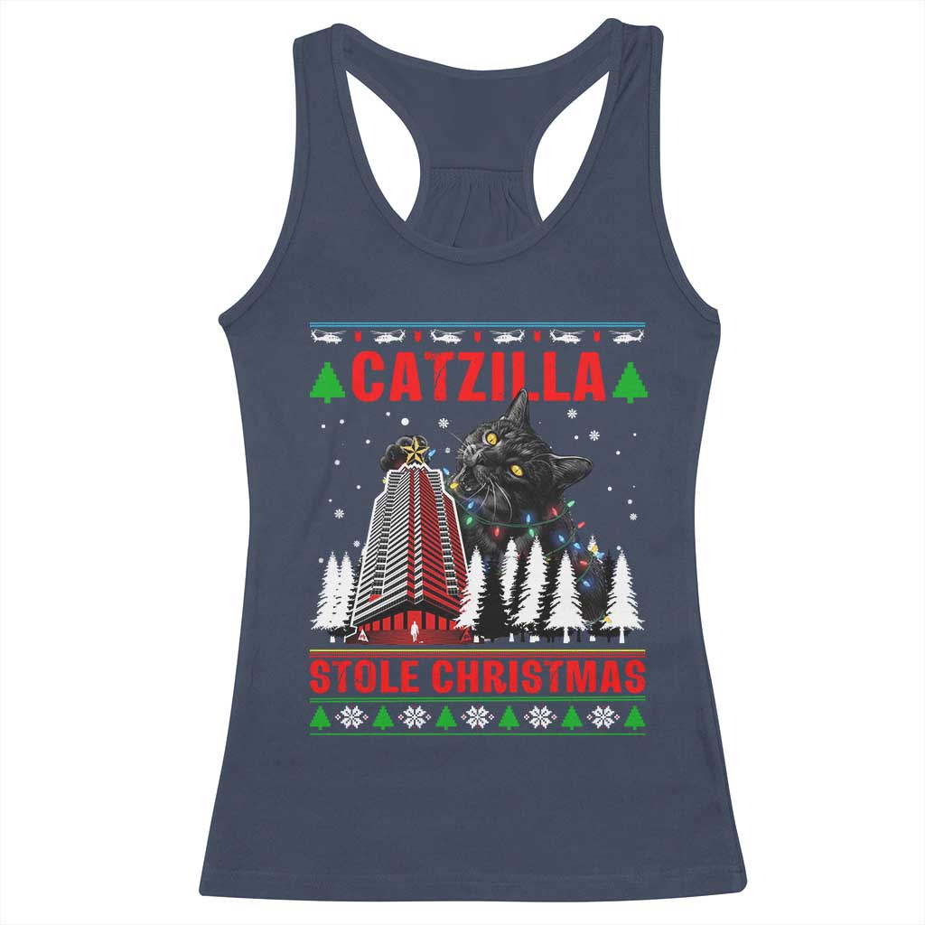 Nakatomi Plaza Christmas Racerback Tank Top Funny Catzilla Monster Xmas TS14 Navy Print Your Wear