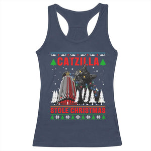 Nakatomi Plaza Christmas Racerback Tank Top Funny Catzilla Monster Xmas TS14 Navy Print Your Wear