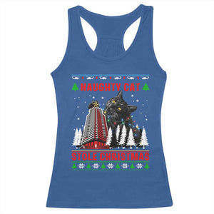 Nakatomi Plaza Christmas Racerback Tank Top Funny Naughty Santa Cat Humor TS14 Royal Blue Print Your Wear
