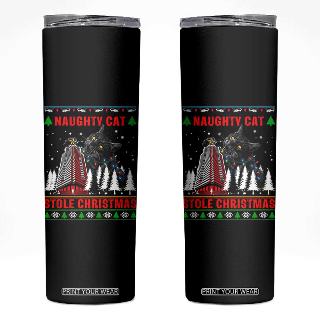 Nakatomi Plaza Christmas Skinny Tumbler Funny Naughty Santa Cat Humor TS14 Black Print Your Wear