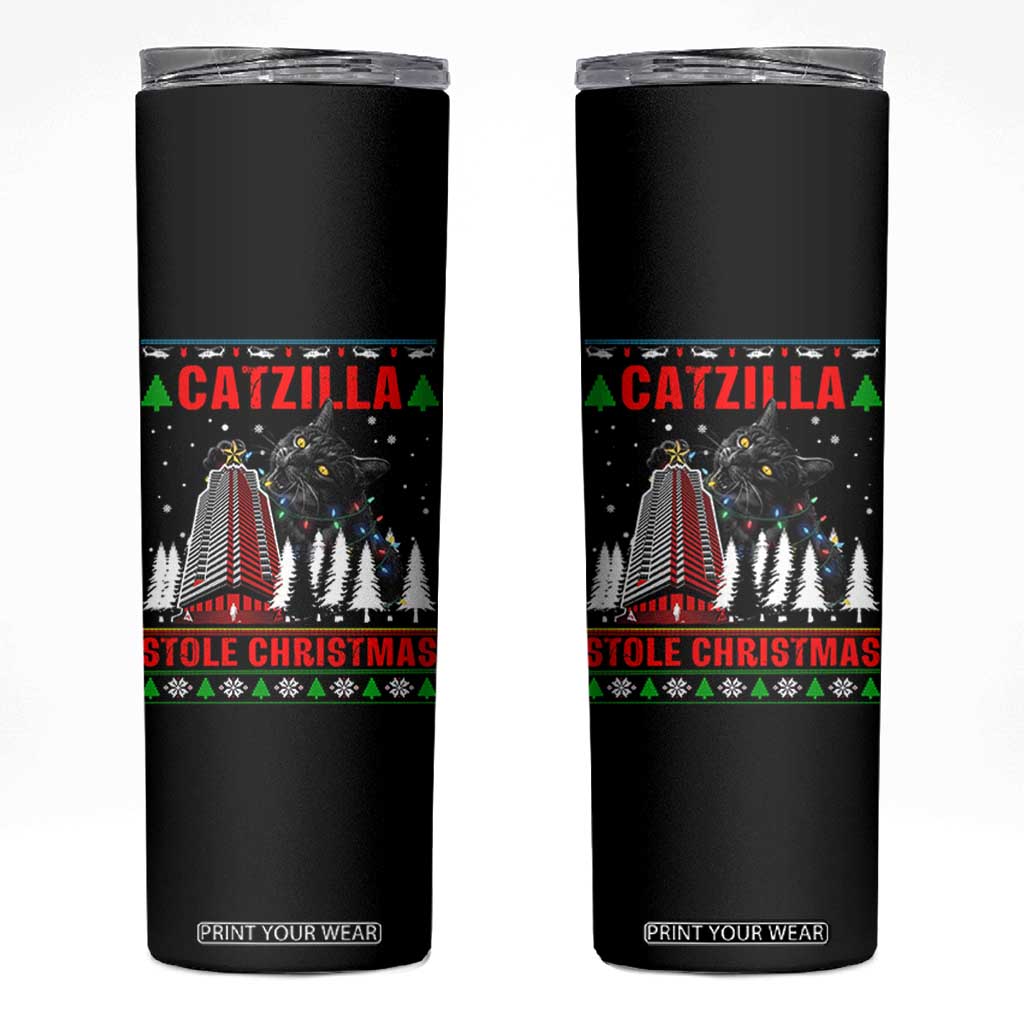 Nakatomi Plaza Christmas Skinny Tumbler Funny Catzilla Monster Xmas TS14 Black Print Your Wear