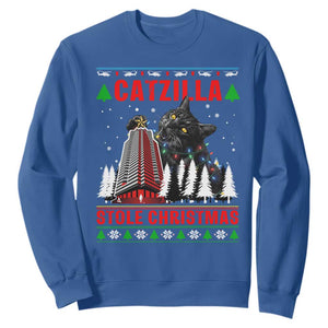 Nakatomi Plaza Christmas Sweatshirt Funny Catzilla Monster Xmas TS14 Royal Blue Print Your Wear